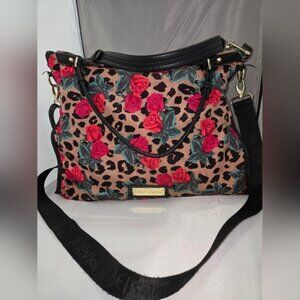 Betsey Johnson large animal rose print bag with detachable shoulder strap
